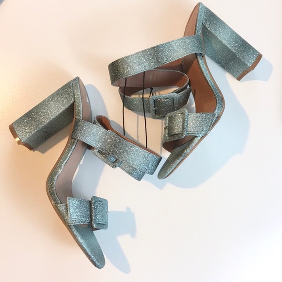 Topshop Glittering Blue and Grey Sandal Heels - Picture 2 of 8
